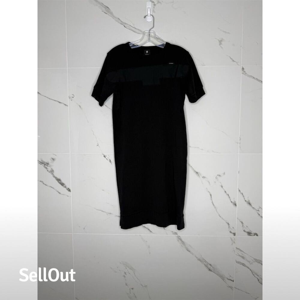 G-Star Raw Women's Black T-Shirt Dress Mesh Panel Short Sleeve S